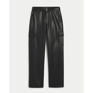 NWT Hollister Ultra High-rise Vegan Leather Cargo Dad Baggy Trousers Size 30S‎